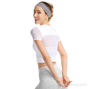 Camisa de running d&#39;esport de màniga curta femenina